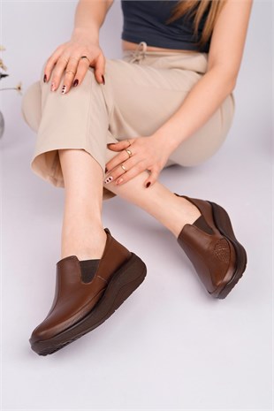Capella 4050 A.Kahve Hakiki Deri Kemik Çıkıntılı Kadın Ayakkabı