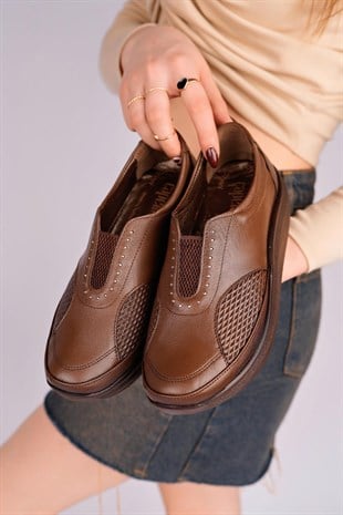 Capella 4304 A. Kahve Hakiki Deri Kemik çıkıntı Kadın Ayakkabısı