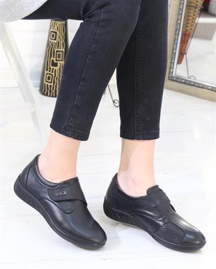 Capella 505 Siyah Hakiki Deri Günlük Kadın Yürüyüş Ayakkabı