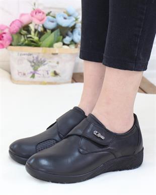 Capella 505 Siyah Hakiki Deri Günlük Kadın Yürüyüş Ayakkabı