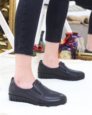 Capella 606 Siyah Hakiki Deri Günlük Kadın Yürüyüş Ayakkabı