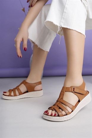 Capella 860 Taba Hakiki Soft Deri Anatomik Kadın Sandalet