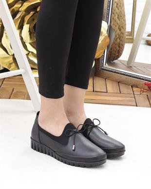 Capella Olga-3 Siyah Hakiki Deri Günlük Kadın Ayakkabı