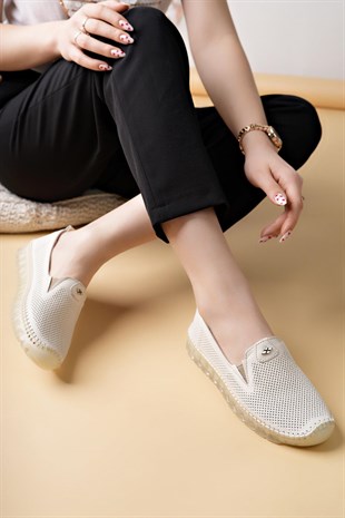 Castle Black 22385 Kemik Hakiki Deri Şeffaf Taban Kadın Sneakers