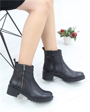 Castle Black 4663-1 Siyah Hakiki Soft Deri Kışlık Kadın Bot
