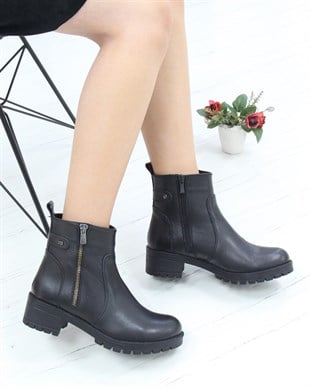 Castle Black 4663-1 Siyah Hakiki Soft Deri Kışlık Kadın Bot
