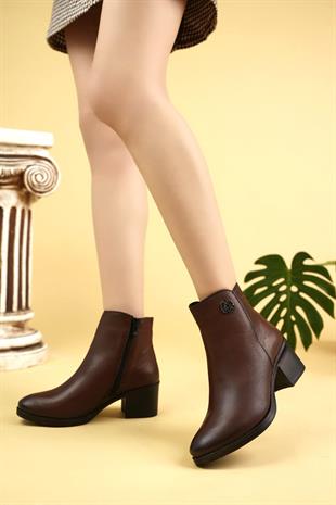 Castle Black 92160-1 Taba Hakiki Deri Kışlık Kadın Bot