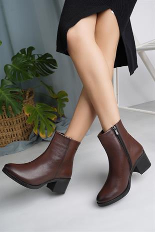 Castle Black 92162-1 Taba Hakiki Deri Kışlık Kadın Bot