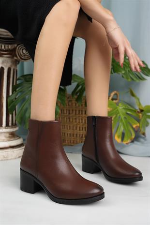 Castle Black 92162-1 Taba Hakiki Deri Kışlık Kadın Bot