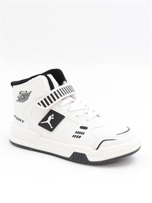 Cool King 31-36 Beyaz Boğazlı Cırtlı Çocuk Spor Ayakkabı