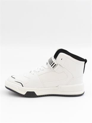 Cool King 31-36 Beyaz Boğazlı Cırtlı Çocuk Spor Ayakkabı