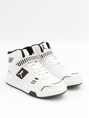 Cool King 31-36 Beyaz Boğazlı Cırtlı Çocuk Spor Ayakkabı