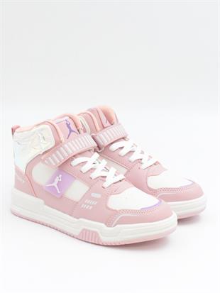 Cool King 31-36 Pudra Boğazlı Cırtlı Çocuk Spor Ayakkabı