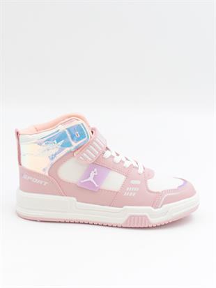 Cool King 31-36 Pudra Boğazlı Cırtlı Çocuk Spor Ayakkabı