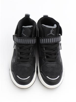 Cool King 31-36 Siyah Boğazlı Cırtlı Çocuk Spor Ayakkabı