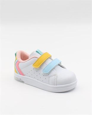 Cool Mami 22-26 Beyaz Somon Işıklı Bebe Spor Ayakkabı