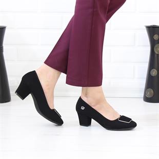 Desca 220 Siyah Süet Topuklu Günlük Kadın Ayakkabı