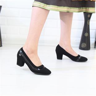 Desca 238 Siyah Süet Topuklu Günlük Kadın Ayakkabı