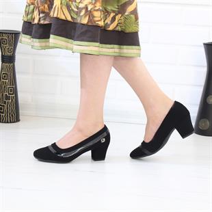 Desca 238 Siyah Süet Topuklu Günlük Kadın Ayakkabı