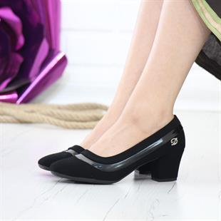 Desca 238 Siyah Süet Topuklu Günlük Kadın Ayakkabı