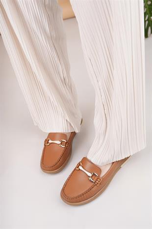 Eliz 24103 Taba Hakiki Soft Deri Rok Günlük Kadın Ayakkabı