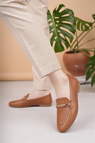 Eliz 24205 Taba Hakiki Soft Deri Günlük Kadın Ayakkabı