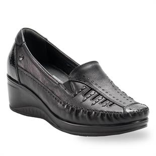 Forelli Sahra 57612 Siyah Hakiki Deri Dolgu Kadın Ayakkabı