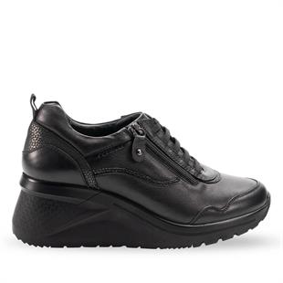 Forelli Zeyem 27913 Siyah Hakiki Deri Dolgu Kadın Ayakkabı