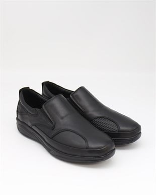 Forex 2585 Siyah Hakiki Deri Anatomik Yürüyüş Erkek Ayakkabı