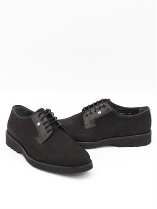 Fosco 2804 Siyah Süet Hakiki Deri Eva Taban Erkek Ayakkabı