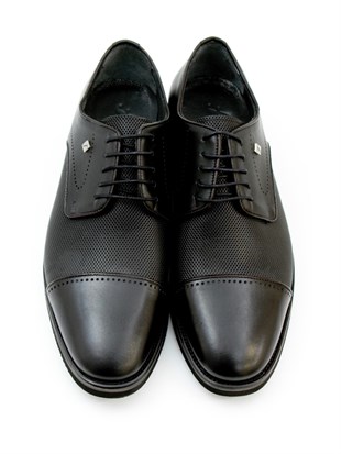 Fosco 2960 Siyah Hakiki Deri Eva Taban Bağcıklı Erkek Ayakkabı