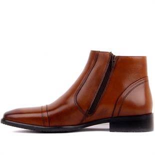 Fosco 3565 Fermuarlı Hakiki Deri Taba Kauçuk Taban Erkek Bot