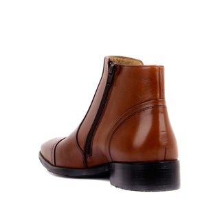 Fosco 3565 Fermuarlı Hakiki Deri Taba Kauçuk Taban Erkek Bot