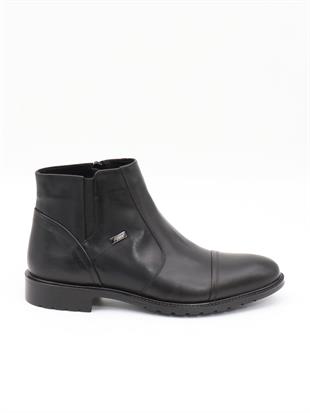 Fosco 3580-1 Siyah Hakiki Deri Kauçuk Taban Kürklü Erkek Bot