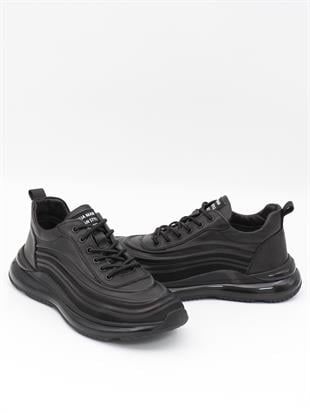 Guja 23K504-5 Siyah Hakiki Deri Air Taban Erkek Sneakers