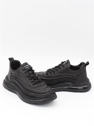 Guja 23K504-5 Siyah Hakiki Deri Air Taban Erkek Sneakers