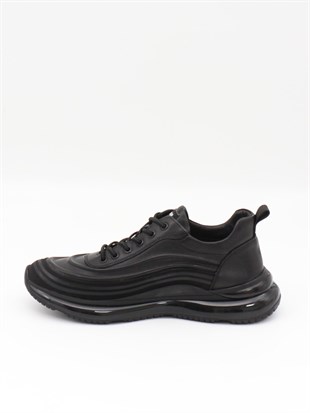 Guja 23K504-5 Siyah Hakiki Deri Air Taban Erkek Sneakers
