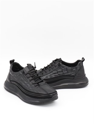 Guja 23K504 Siyah Hakiki Deri Air Taban Erkek Sneakers