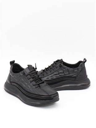 Guja 23K504 Siyah Hakiki Deri Air Taban Erkek Sneakers