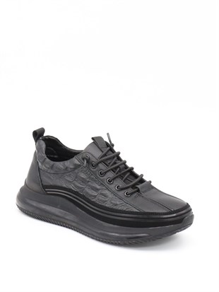 Guja 23K504 Siyah Hakiki Deri Air Taban Erkek Sneakers