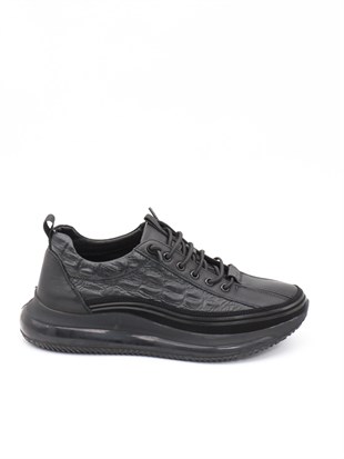 Guja 23K504 Siyah Hakiki Deri Air Taban Erkek Sneakers
