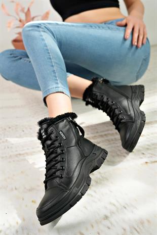 Guja 24K310 24 Siyah İçi Kürklü Fermuarlı Fashion Kadın Bot