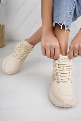 Guja 24K317 4 Bej Bağcıklı Hafif Fashion Kadın Bot