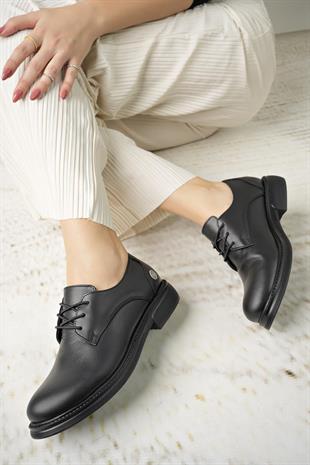 Mammamia D23KA 105 Siyah Hakiki Deri Kadın Ayakkabı