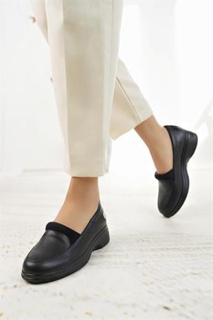 Mammamia D24KA 310 Siyah Hakiki Deri Kadın Ayakkabı