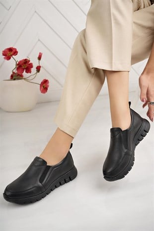 Mammamia D24KA 3220 Siyah Hakiki Deri Kadın Ayakkabı