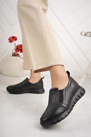 Mammamia D24KA 3220 Siyah Hakiki Deri Kadın Ayakkabı