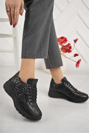 Mammamia D24KA 3460 Siyah Hakiki Deri Kadın Ayakkabı