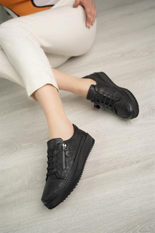 Mammamia D24YA 3590 Siyah Hakiki Deri Anatomik Kadın Ayakkabı