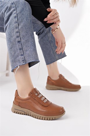 Mammamia D25KA 3455 Taba Hakiki Deri Kadın Ayakkabı